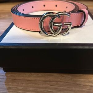 Gucci pink belt with silver hardware.  Size 85 . 34.  Authentic and EUC